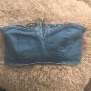 Strapless denim bralette